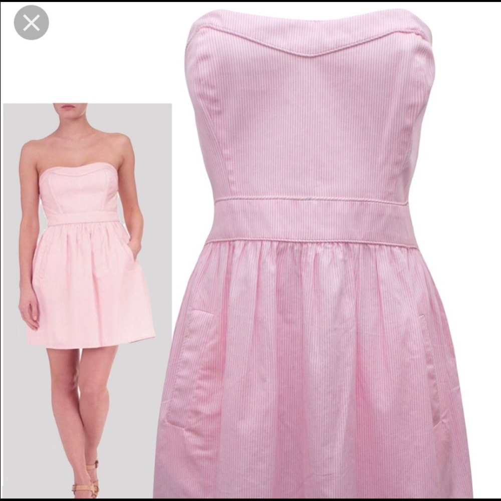 Strapless pink jack wills seersucker dress